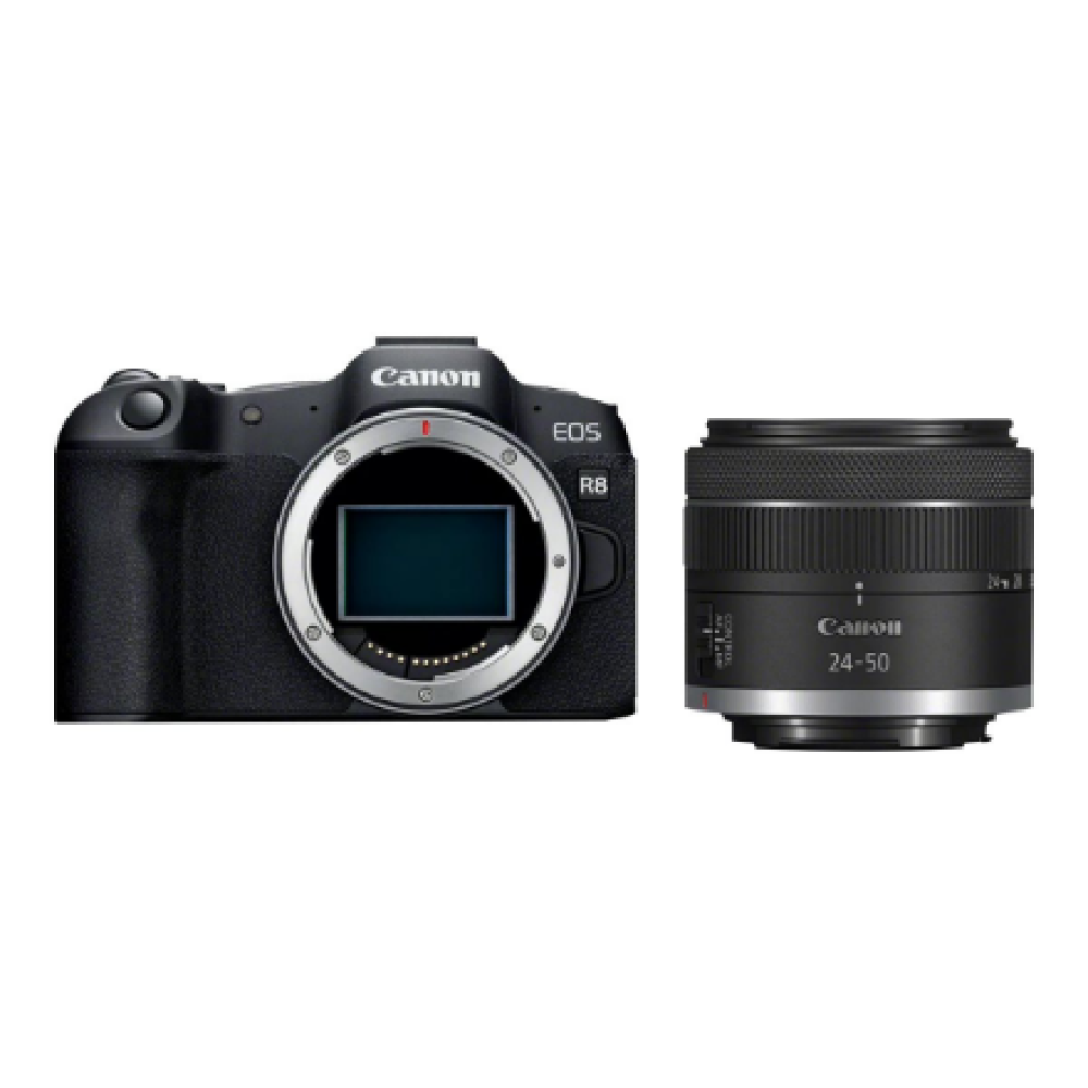 Canon , EOS R8 Body + RF 24-50mm F4.5-6.3 IS STM (AIP) , Megapixel 24.2 MP , Image stabilizer , ISO sensitivity (max) 102400 , Display diagonal 3 , Wi-Fi , Video recording , Automatic, manual , CMOS