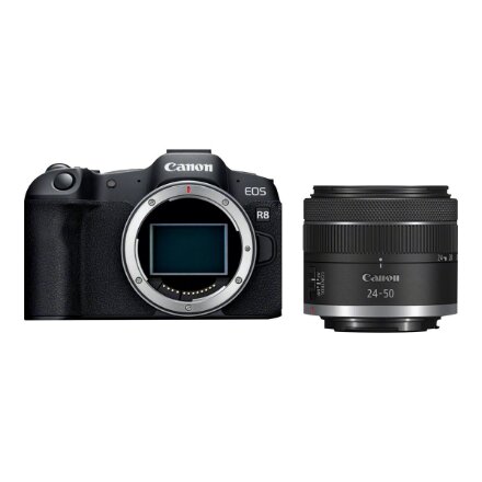 Canon , EOS R8 Body + RF 24-50mm F4.5-6.3 IS STM (AIP) , Megapixel 24.2 MP , Image stabilizer , ISO sensitivity (max) 102400 , Display diagonal 3 , Wi-Fi , Video recording , Automatic, manual , CMOS