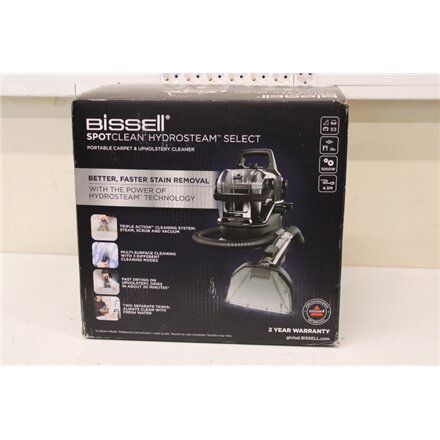 SALE OUT. Bissell SpotClean HydroSteam Select Portable Carpet and Upholstery Cleaner , Bissell , Portable Carpet and Upholstery Cleaner , SpotClean HydroSteam Select , Corded operating , Washing function , 1000 W , - V , Black , Warranty 24 month(s) , DAM