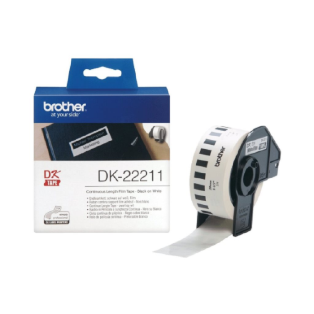 Brother , DK-22211 Continuous Length Paper Label , Black, White , DK , 29mm , 15.24 m