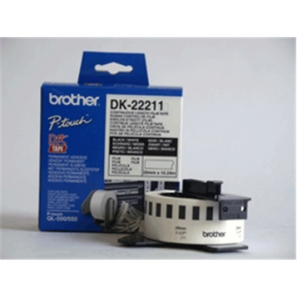 Brother , DK-22211 Continuous Length Paper Label , Black, White , DK , 29mm , 15.24 m