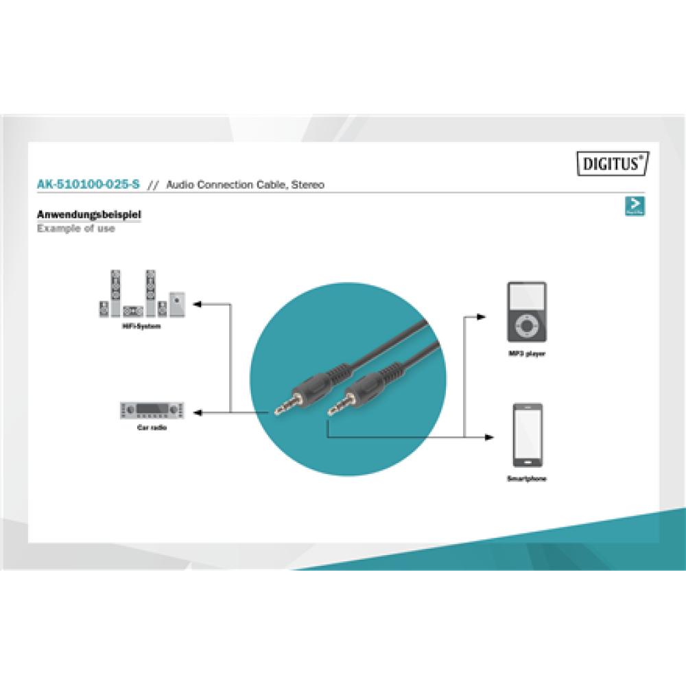 Digitus Audio Connection Cable, Stereo , AK-510100-025-S