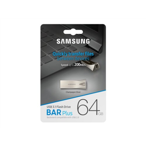 Samsung , BAR Plus , MUF-64BE3/APC , 64 GB , USB Type-A , Silver