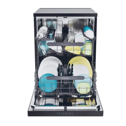 Candy Dishwasher , CF 5C6F0B , Free standing , Width 59.7 cm , Number of place settings 15 , Number of programs 8 , Energy efficiency class C , Display , Black