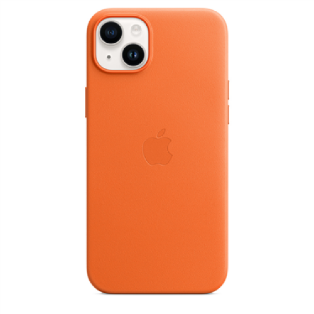 Apple 14 Plus Leather Case with MagSafe Orange