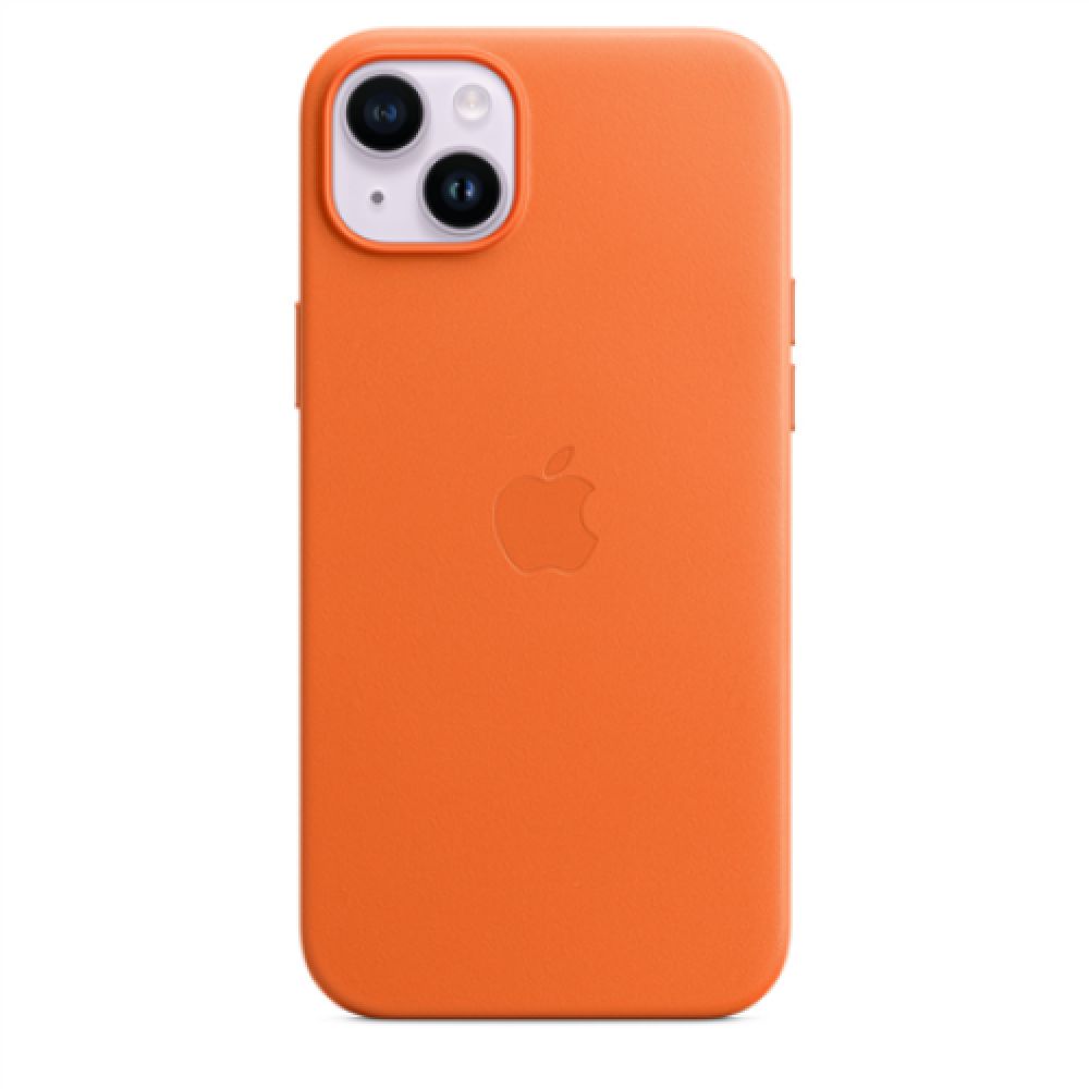 Apple 14 Plus Leather Case with MagSafe Orange