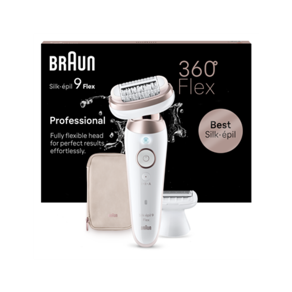 Braun Epilator , SES9-030 3D Silk-Epilk 9 Flex , Operating time (max) 50 min , Number of power levels 2 , Wet & Dry , White/Rose