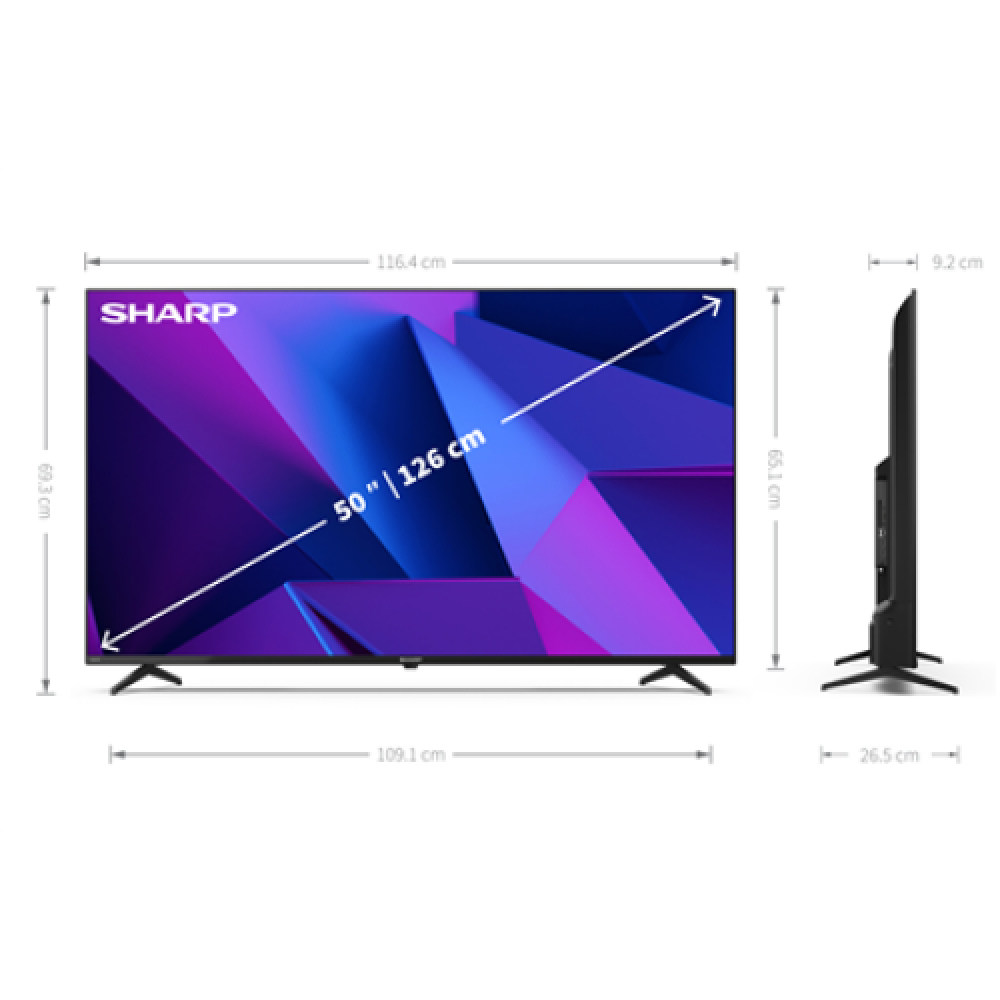 Sharp 50FN2EA 50 (126cm) 4K Ultra HD Smart Android Frameless TV, Dolby Vision, Harman/Kardon Speakers