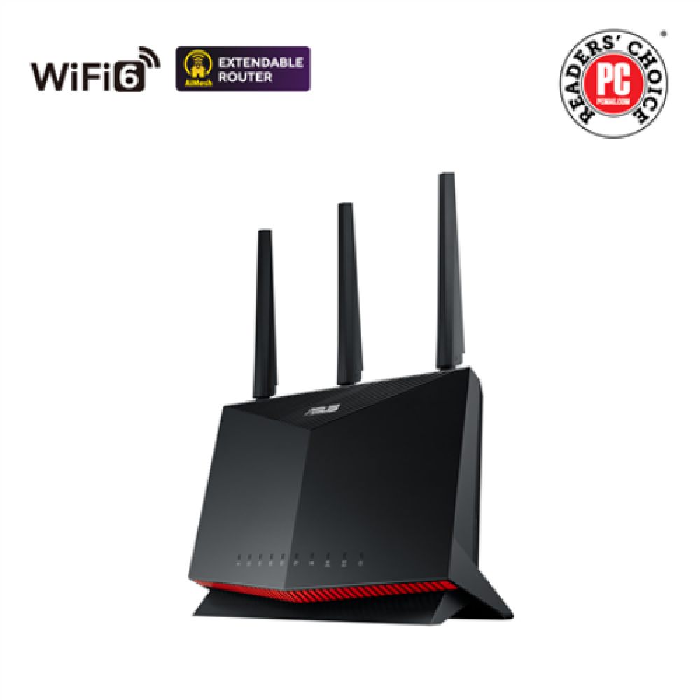 Asus Dual Band Gigabit Router RT-AX86S 1024-QAM Mbit/s, Ethernet LAN (RJ-45) ports 4, MU-MiMO Yes, Antenna type 3x External antenna, 2x USB 3.2 Gen 1