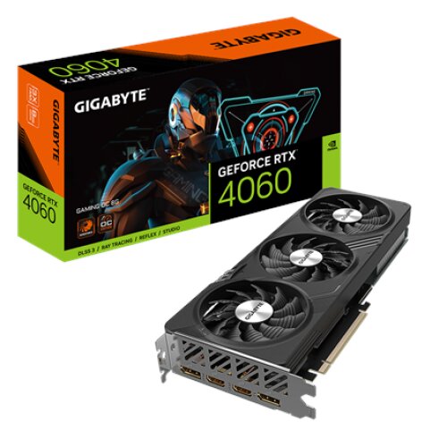 Gigabyte , GV-N4060GAMING OC-8GD 1.0 , NVIDIA , 8 GB , GeForce RTX 4060 , GDDR6 , HDMI ports quantity 2 , PCI-E 4.0 , Memory clock speed 17000 MHz