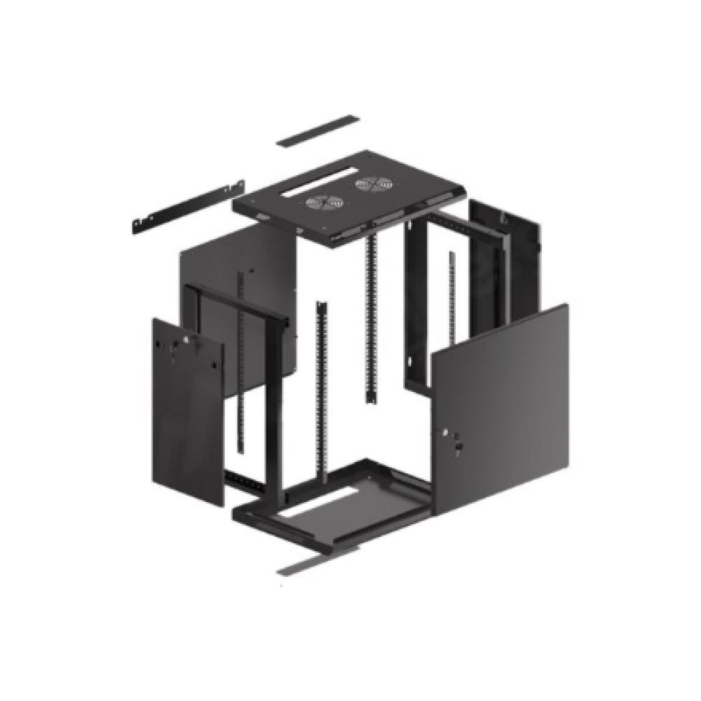 Lanberg , Rack cabinet 19 wall-mount 12U/600x450 for self-assembly with metal door (flat pack) , WF01-6412-00B , Black