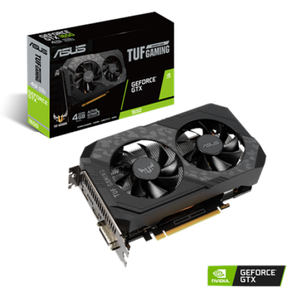Asus TUF-GTX1650-4GD6-P-GAMING NVIDIA 4 GB GeForce GTX 1650 GDDR6 PCI-E 3.0 x 16 Processor frequency 1410 MHz HDMI ports quantity 1 Memory clock speed 12000 MHz