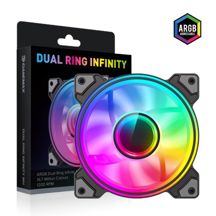 Gamemax Case Fan , DUAL RING INFINITY BK , Black