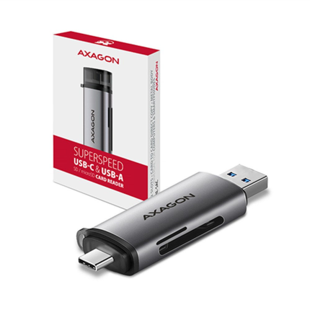AXAGON Mobile USB 3.2 Gen 1card reader with USB-C and USB-A connectors , CRE-SAC