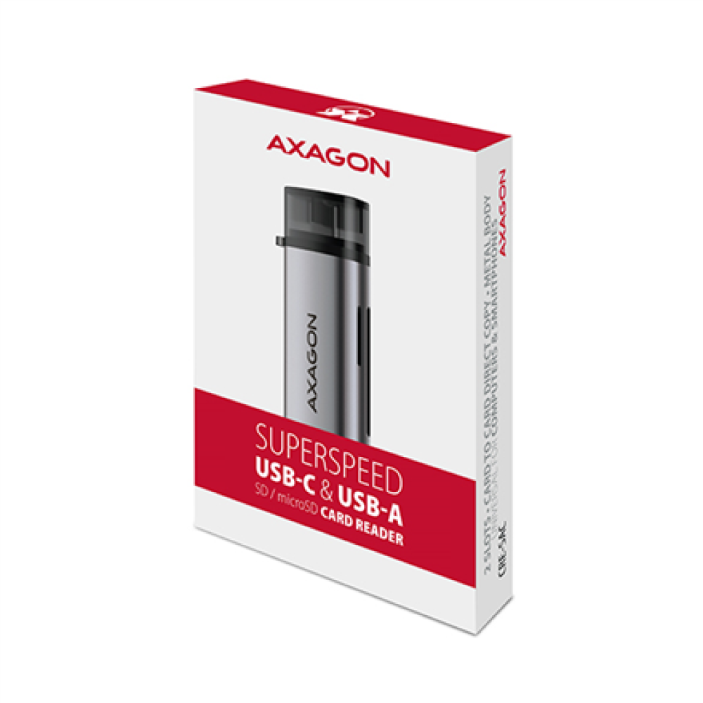 AXAGON Mobile USB 3.2 Gen 1card reader with USB-C and USB-A connectors , CRE-SAC