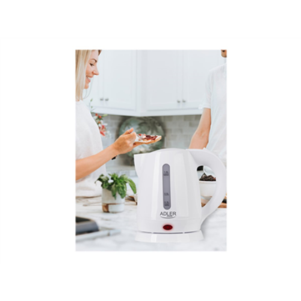 Adler , Kettle , AD 1272 , Electric , 1600 W , 1 L , Stainless steel/Polypropylene , 360° rotational base , White