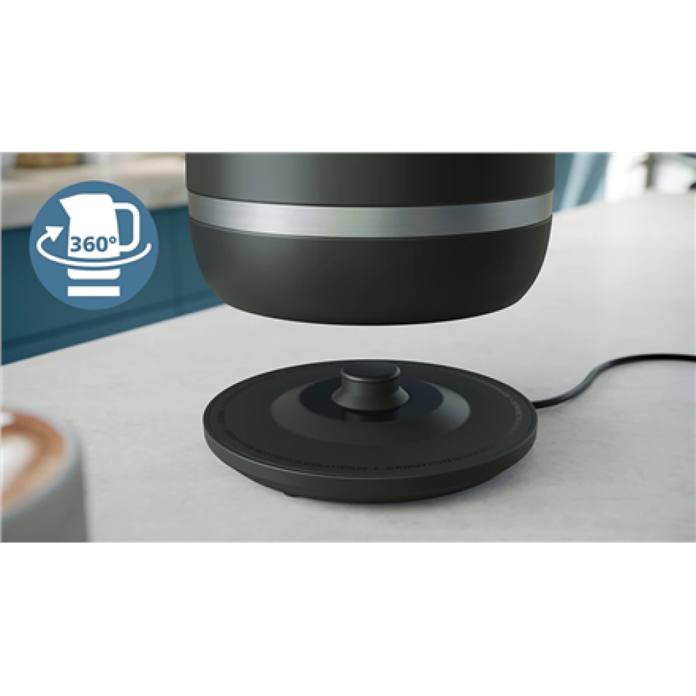 Philips , Double-walled Kettle , HD9396/90 7000 series , Electric , 2200 W , 1.7 L , Metal , 360° rotational base , Black