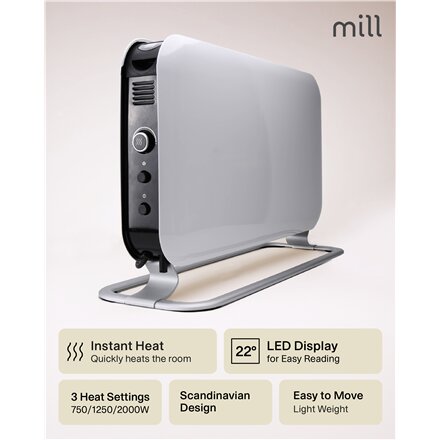 Mill , Heater , SG2000LED , Convection Heater , 2000 W , Number of power levels 3 , Suitable for rooms up to 5-20 m² , White