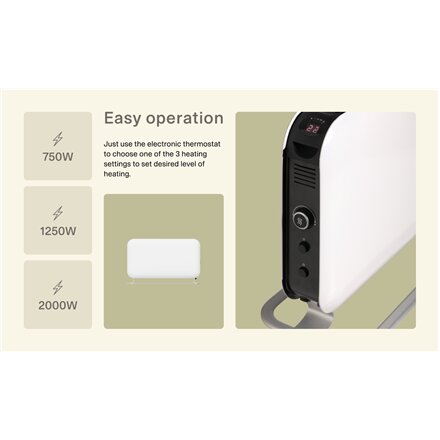 Mill , Heater , SG2000LED , Convection Heater , 2000 W , Number of power levels 3 , Suitable for rooms up to 5-20 m² , White