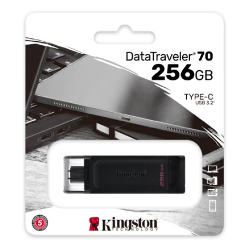 Kingston , USB Flash Drive , DataTraveler 70 , 256 GB , USB Type-C , Black