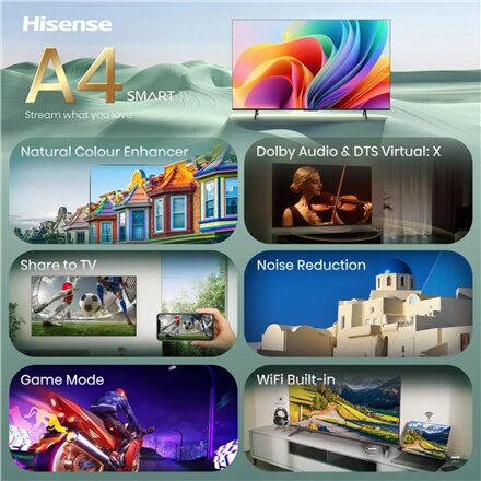 Hisense TV , 32A4S , 32 , Smart TV , VIDAA Smart OS , HD , Black