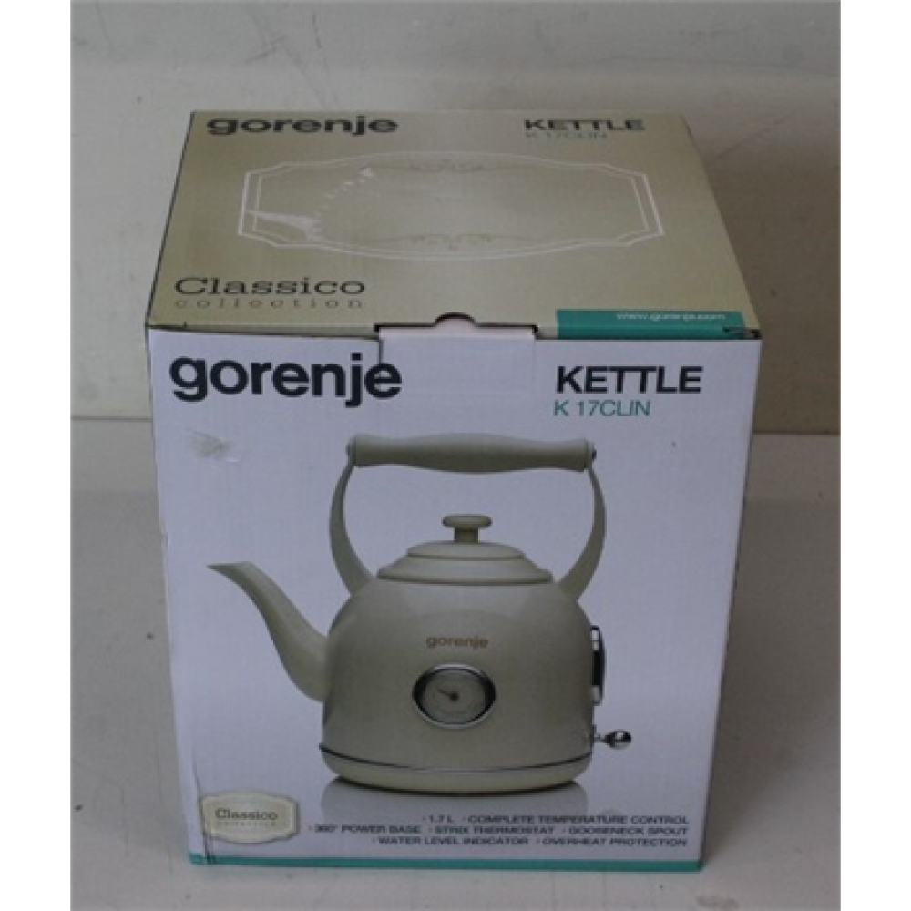 SALE OUT. , Gorenje , Kettle , K17CLIN , Electric , 2000 W , 1.7 L , Plastic/Metal , 360° rotational base , Ivory , DAMAGED PACKAGING