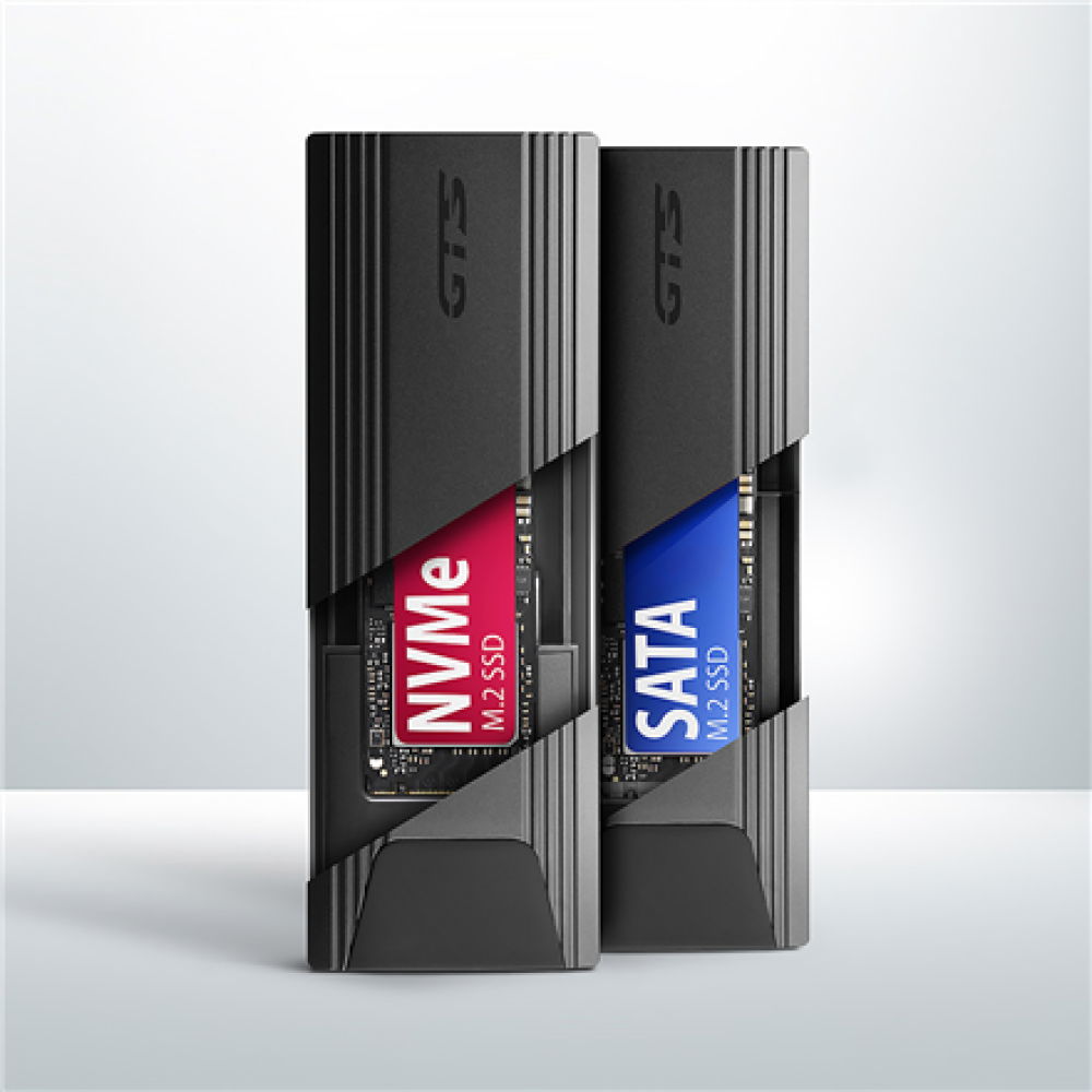 AXAGON USB-C 10Gbps - M.2 NVMe and SATA SSD THIN SCREWLESS box , EEM2-GTS2