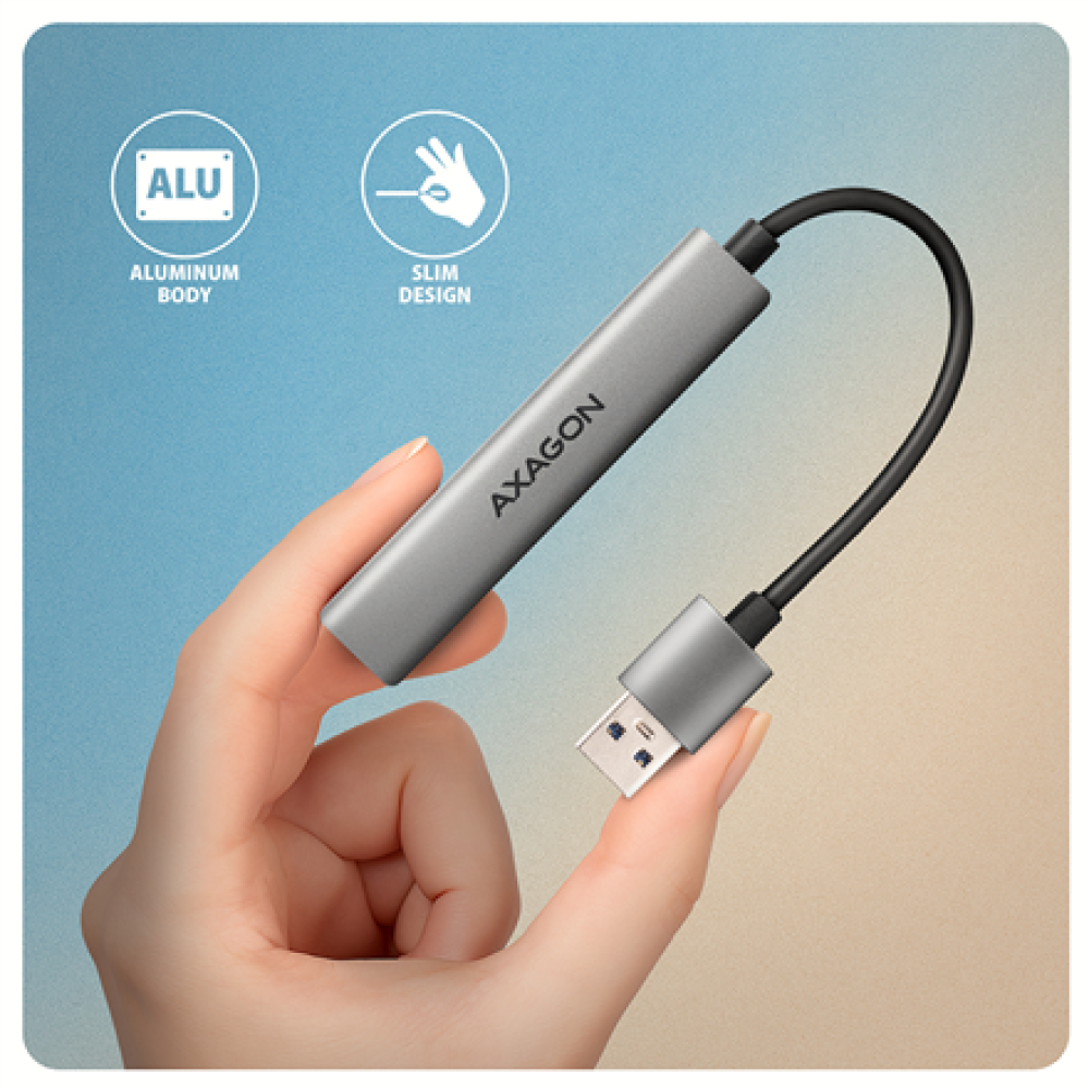 AXAGON ALU STRIP USB-A 4 port hub , HUE-STA