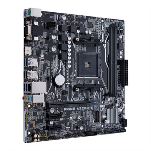 Asus PRIME A320M-K Processor family AMD Processor socket AM4 Max. 32GB, DDR4 Memory slots 2 Supported hard disk drive interfaces M.2, PCI Express 3.0, Serial ATA Number of SATA connectors 4 Chipset AMD A Micro ATX