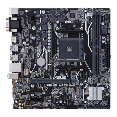 Asus PRIME A320M-K Processor family AMD Processor socket AM4 Max. 32GB, DDR4 Memory slots 2 Supported hard disk drive interfaces M.2, PCI Express 3.0, Serial ATA Number of SATA connectors 4 Chipset AMD A Micro ATX