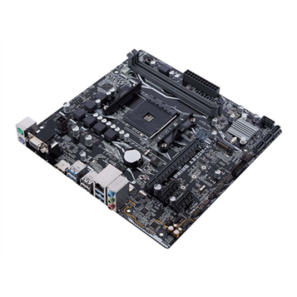Asus PRIME A320M-K Processor family AMD Processor socket AM4 Max. 32GB, DDR4 Memory slots 2 Supported hard disk drive interfaces M.2, PCI Express 3.0, Serial ATA Number of SATA connectors 4 Chipset AMD A Micro ATX