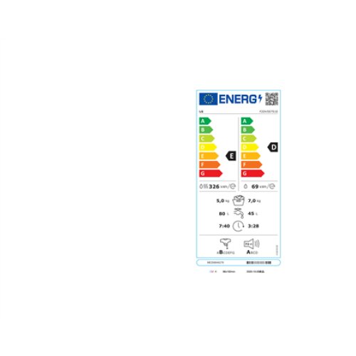 LG , Washing Machine With Dryer , F2DV5S7S1E , Energy efficiency class D , Front loading , Washing capacity 7 kg , 1200 RPM , Depth 46 cm , Width 60 cm , Display , LED , Drying system , Drying capacity 5 kg , Steam function , Direct drive , Wi-Fi , White