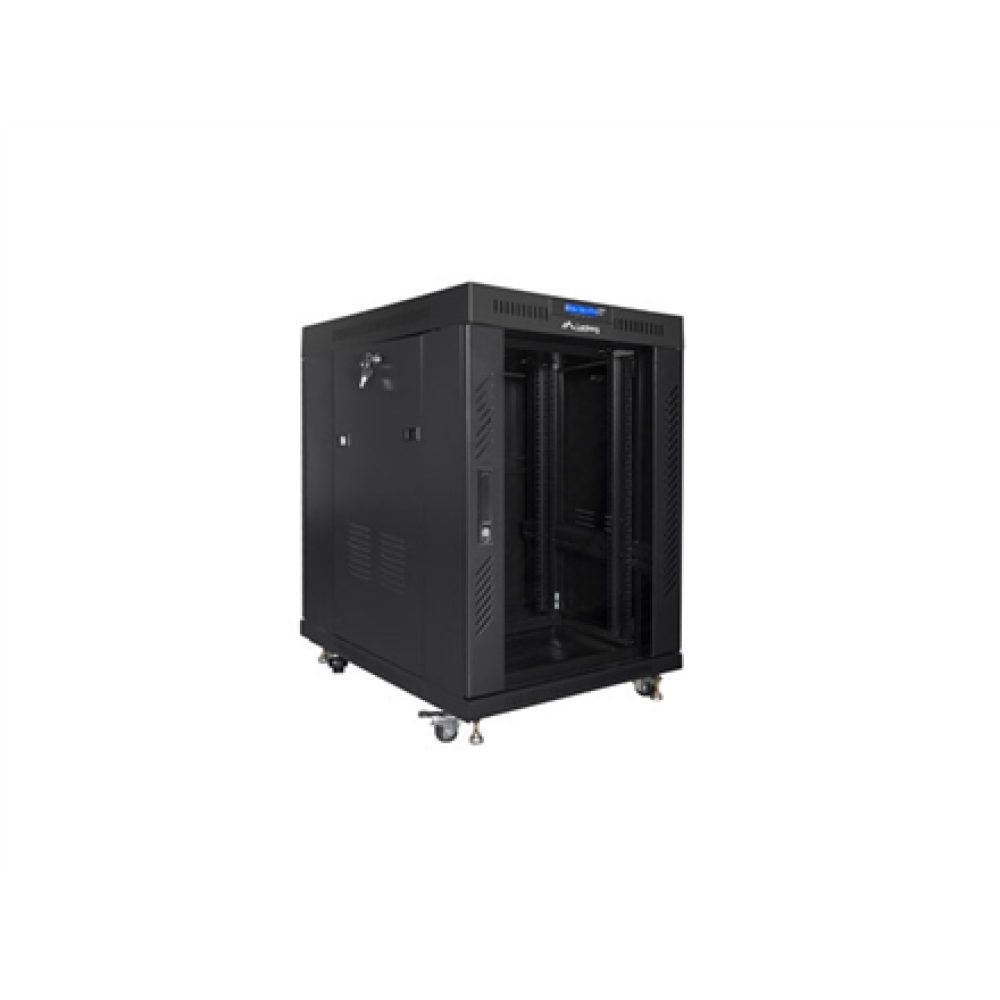 Lanberg , Rack cabinet 19 free-standing 15U/800x1000 (flat pack) with glass door, LCD , FF01-8015-12BL , Black
