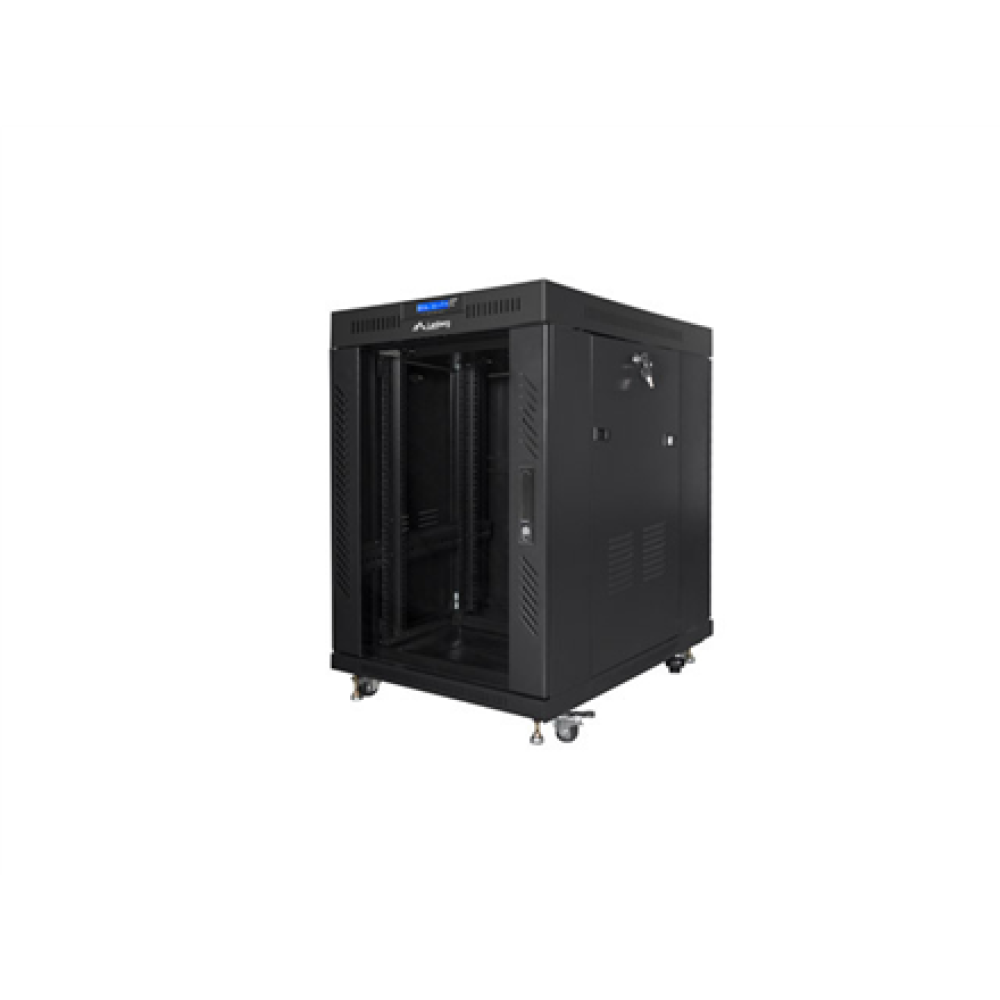 Lanberg , Rack cabinet 19 free-standing 15U/800x1000 (flat pack) with glass door, LCD , FF01-8015-12BL , Black