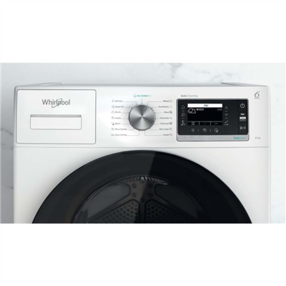 Whirlpool Dryer Machine with Heat Pump , W6 D84WB EE , Energy efficiency class A+++ , Front loading , 8 kg , LCD , Depth 65.6 cm , White