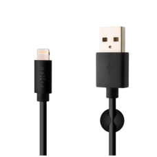 Fixed , Data And Charging Cable With USB/lightning Connectors , Black
