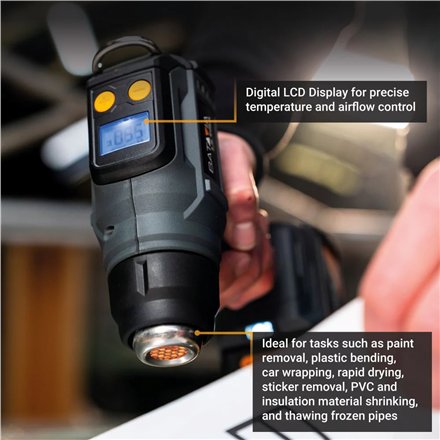 Batavia B.V. , Cordless Heat Gun with Digital LCD Display, Without battery and charger - 18V