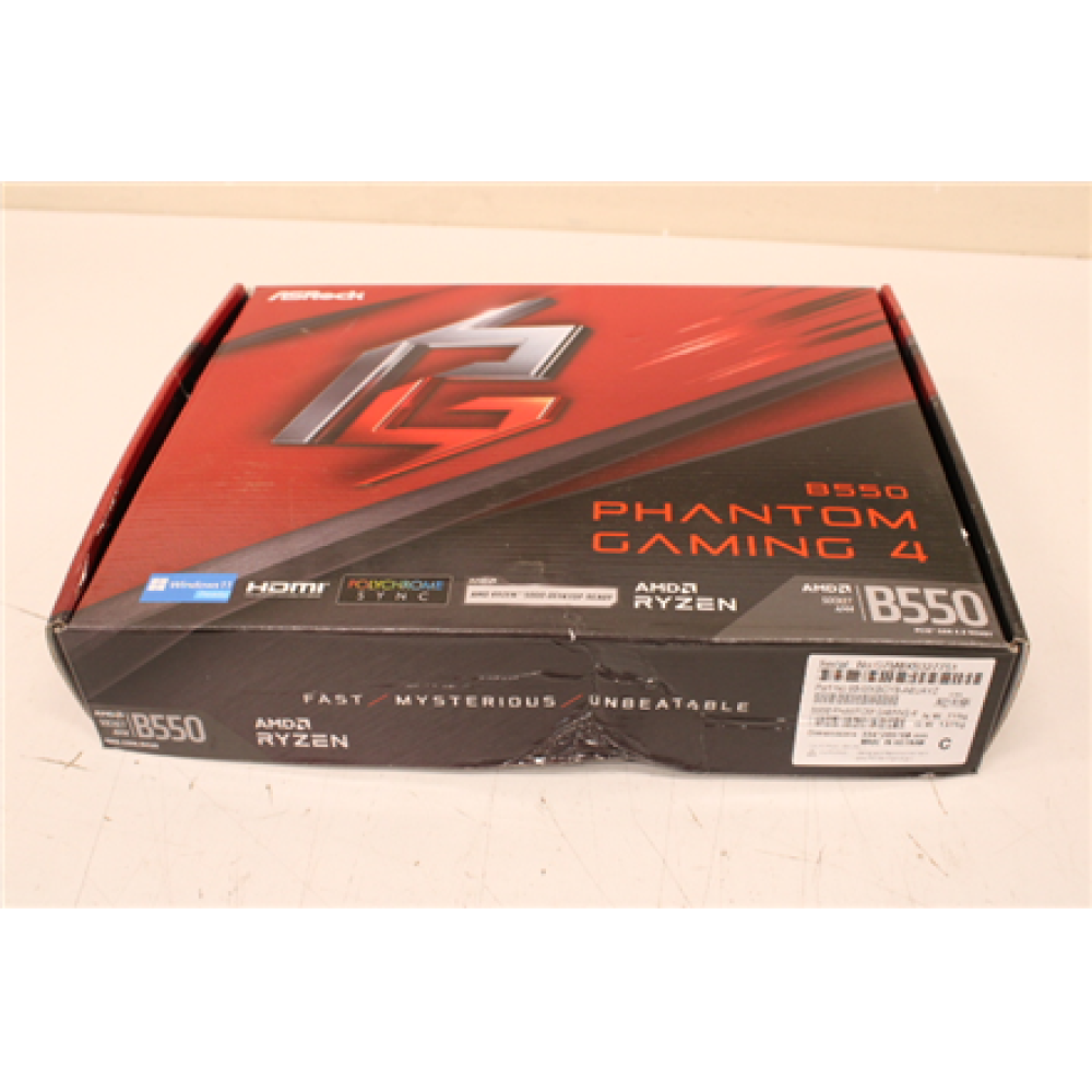 SALE OUT. ASRock AMD AM4 B550/4DDR4/6SATA3 , ASRock , B550 PHANTOM GAMING 4 , Processor family AMD , Processor socket AM4 , DDR4 DIMM , Supported hard disk drive interfaces SATA3, M.2 , Number of SATA connectors 6 , DAMAGED PACKAGING, DENT SIDE