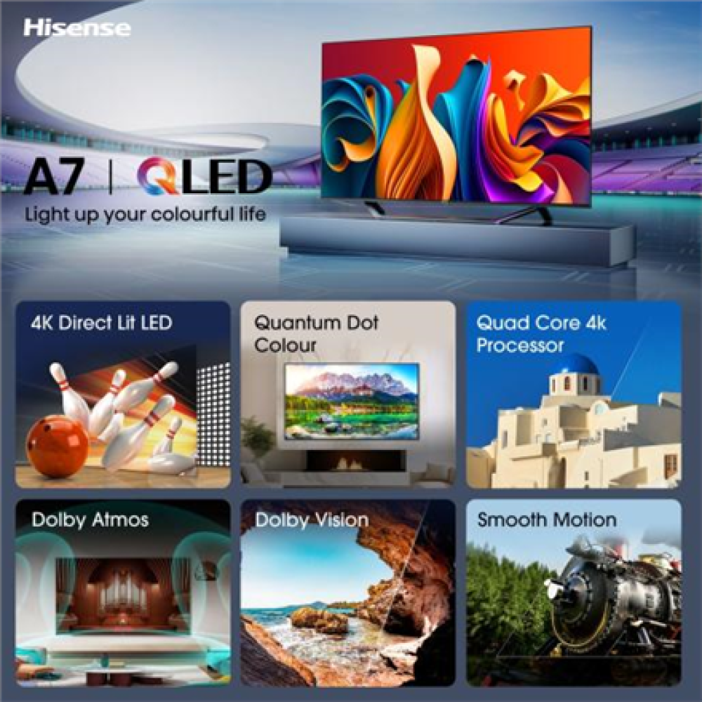 Hisense 55A7NQ , 55 , Smart TV , VIDAA , UHD , Black