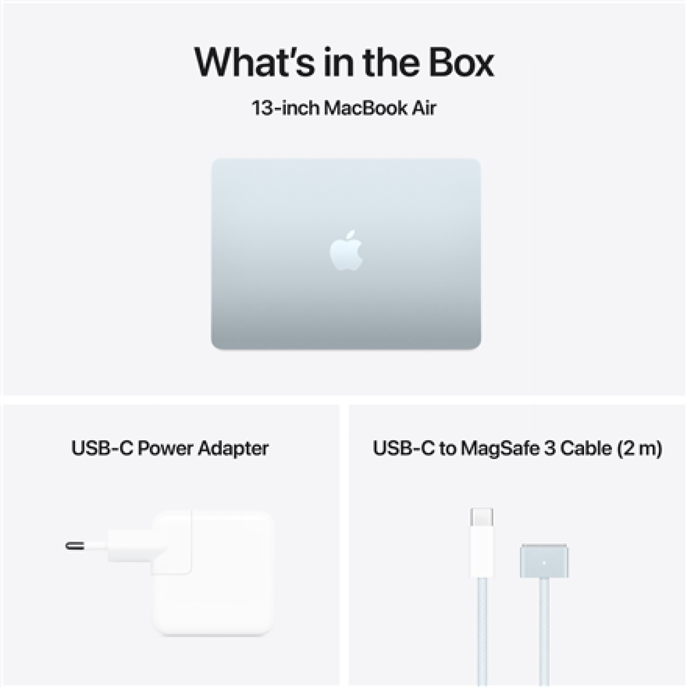 Apple MacBook , Air , Sky Blue , 13 , IPS , 2560 x 1664 pixels , Apple M4 , 16 GB , Solid-state drive capacity 256 GB , Apple M4 chip 10-core CPU/8-core GPU , macOS , 802.11ax , Bluetooth version 5.0 , Keyboard language English , Keyboard backlit , Warran