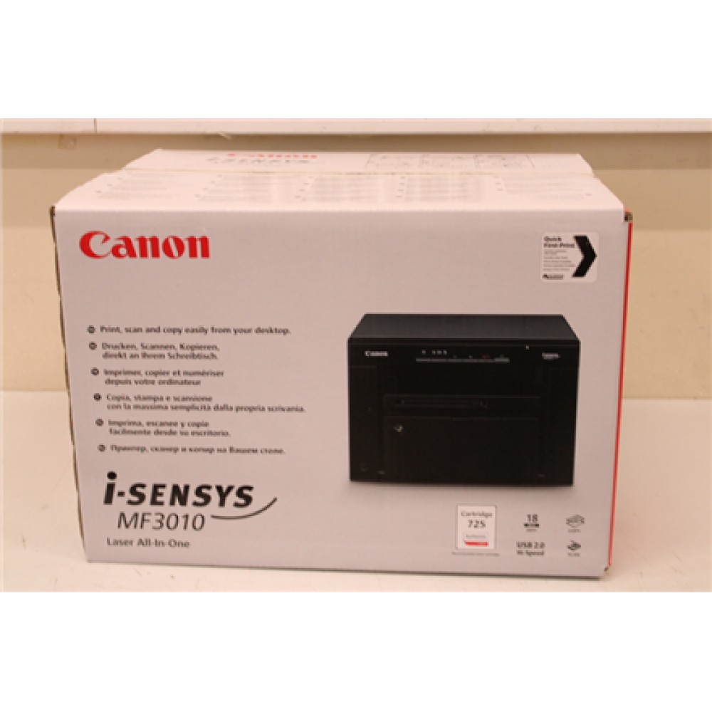 Canon i-SENSYS , MF3010 , Monochrome laser beam printing , Mono , Multifunction Printer , A4 , Black , DAMAGED PACKAGING