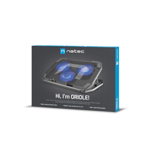 Natec , Laptop Cooling Pad , ORIOLE , 270 x 400 x 25 mm , 740 g , Black
