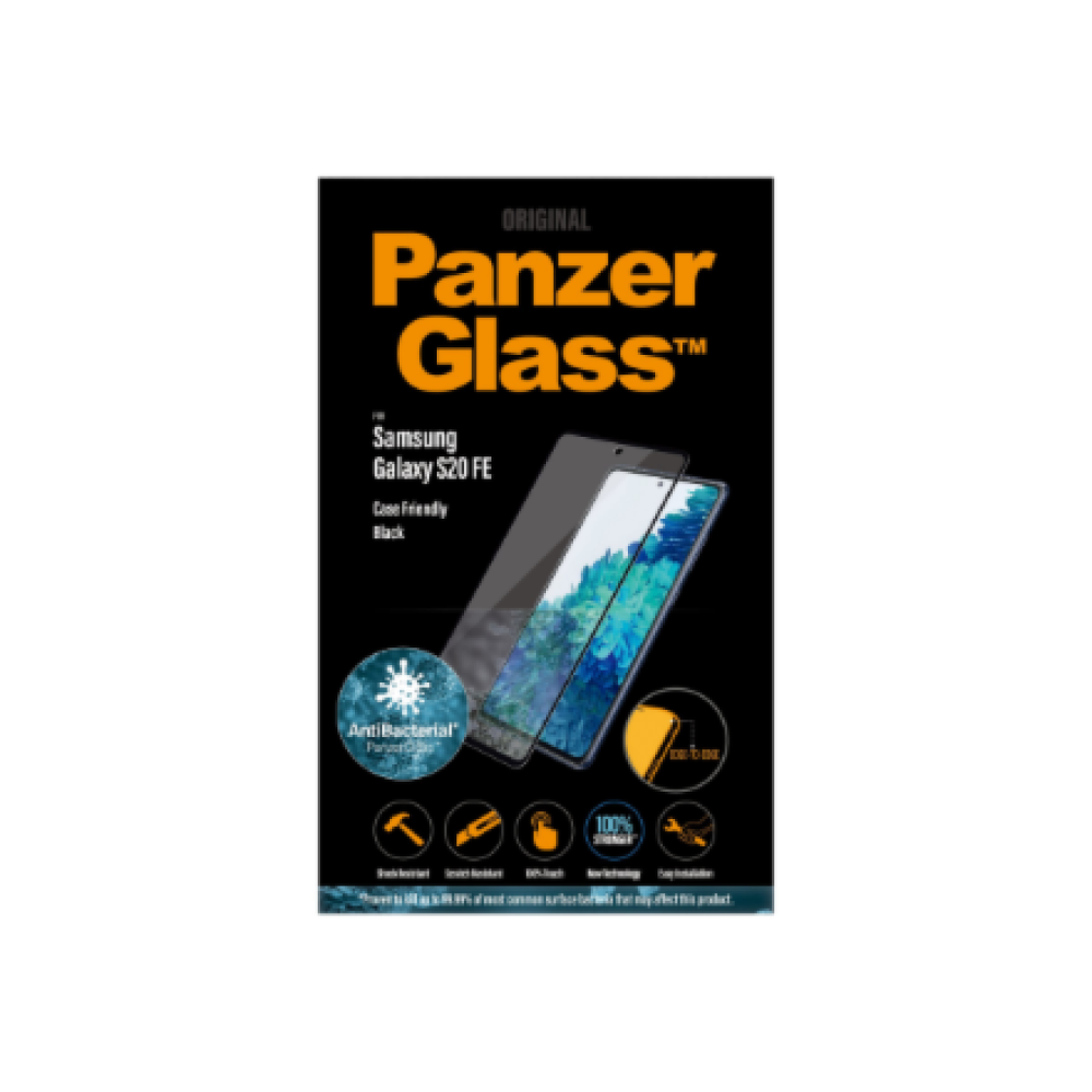 PanzerGlass , Samsung , Galaxy S20 FE CF , Glass , Black , Works with face recognition and is compatible with the in-screen fingerprint reader; Case Friendly , Clear Screen Protector