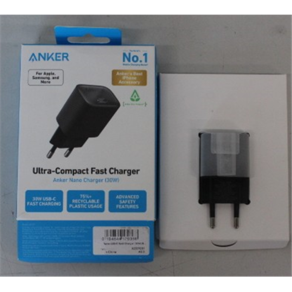 SALE OUT. Anker 511 Nano 4 Wall Charger 30W 1C, Black , SALE OUT. Anker 511 Nano 4 Wall Charger 30W 1C , A2337G11 , USB-C , DEMO