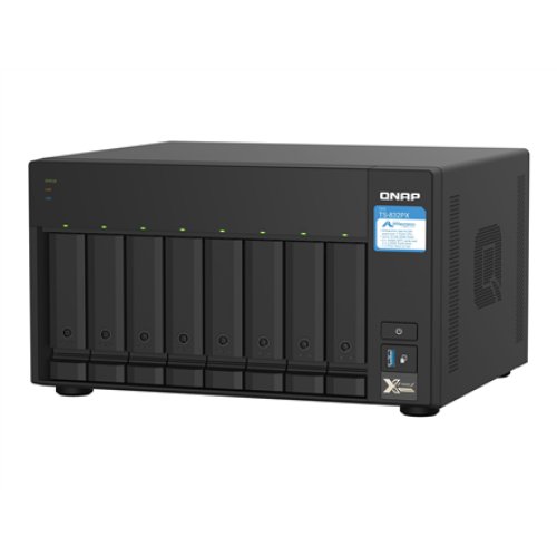 QNAP , 8-Bay QTS NAS , TS-832PX-4G , Up to 8 HDD/SSD Hot-Swap , AnnapurnaLabs Alpine , AL324 ARM Cortex-A57 Quad-Core , Processor frequency 1.7 GHz , 4 GB , DDR4
