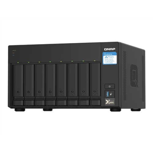 QNAP , 8-Bay QTS NAS , TS-832PX-4G , Up to 8 HDD/SSD Hot-Swap , AnnapurnaLabs Alpine , AL324 ARM Cortex-A57 Quad-Core , Processor frequency 1.7 GHz , 4 GB , DDR4