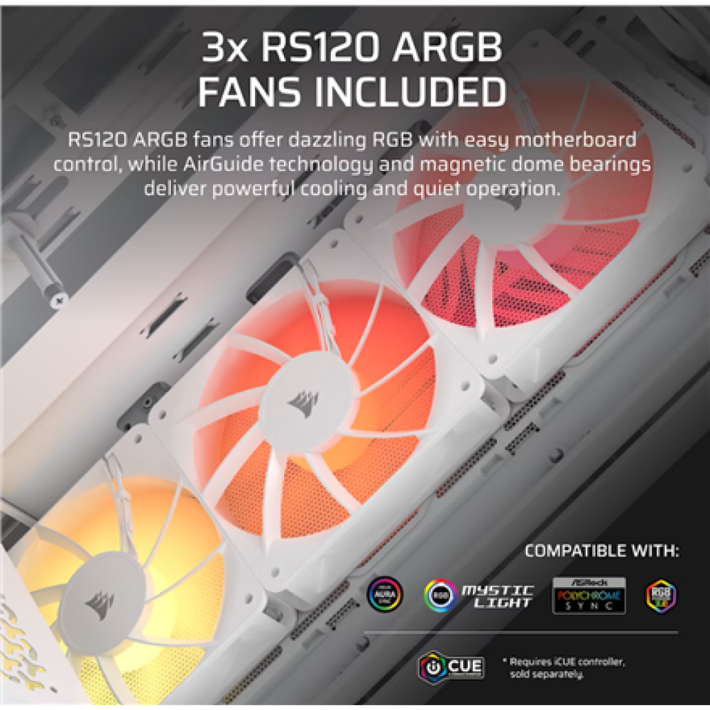 Corsair PC Case , 3200D RS ARGB , White , Mid-Tower