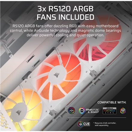Corsair PC Case , 3200D RS ARGB , Mid-Tower , White