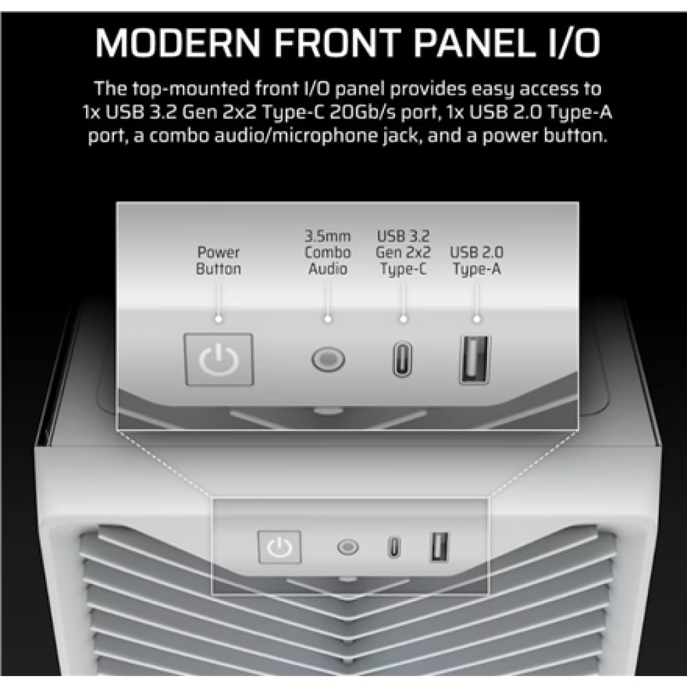 Corsair PC Case , 3200D RS ARGB , White , Mid-Tower