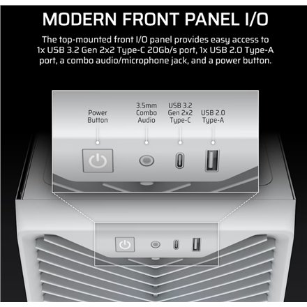 Corsair PC Case , 3200D RS ARGB , Mid-Tower , White